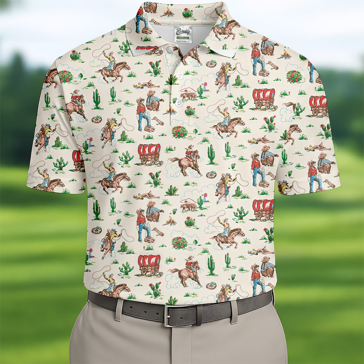 Cowboy Western White Polo Shirtns, Cute Golf Outfit, Matching Golf Shirt, Men's Golf Polo