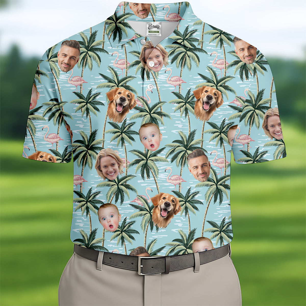 Pink Flamingo Hawaiian ShirtCustom Team Shirt, Green Polo Shirtest Gifts For Men Golfers