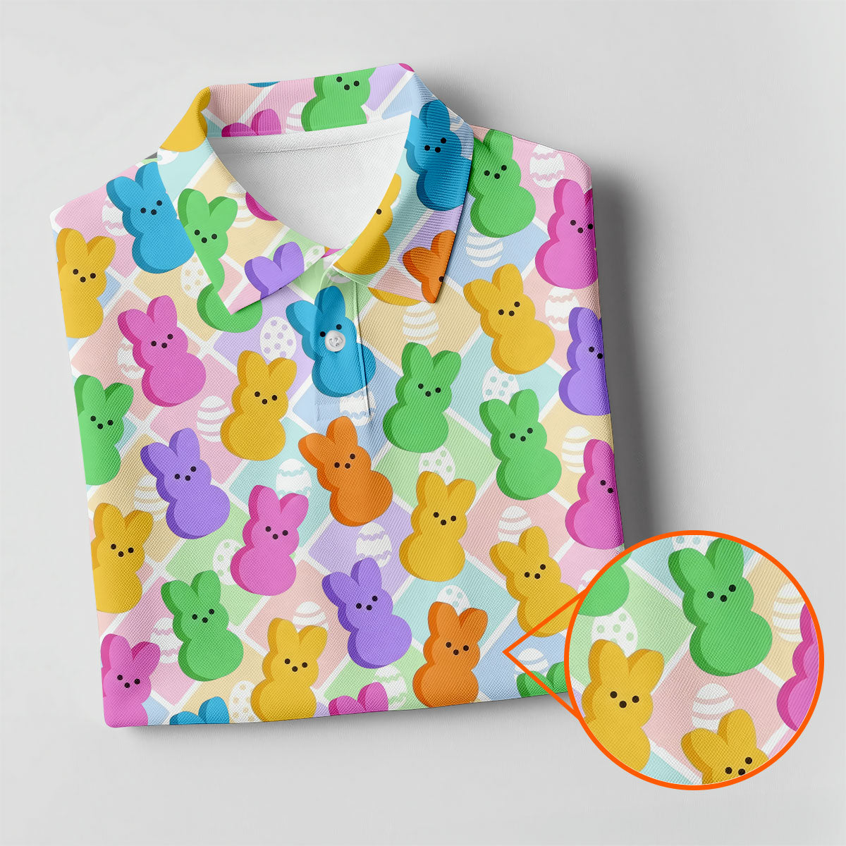 Pastel Easter Peeps Colorful Checkered Golf Shirts For Men, Cute Golf Outfit, Polo ShirtFor Men
