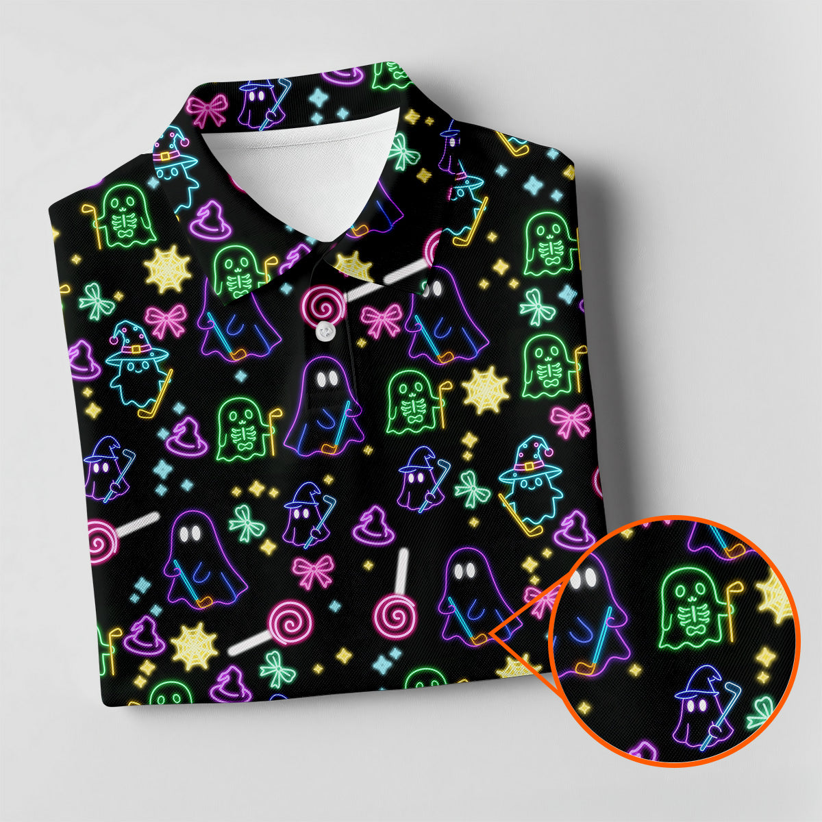 Funny Ghost Golfing Men's Golf Polo ShirtFunny Halloween Shirt, Fun Golf Polo ShirtHalloween Gift