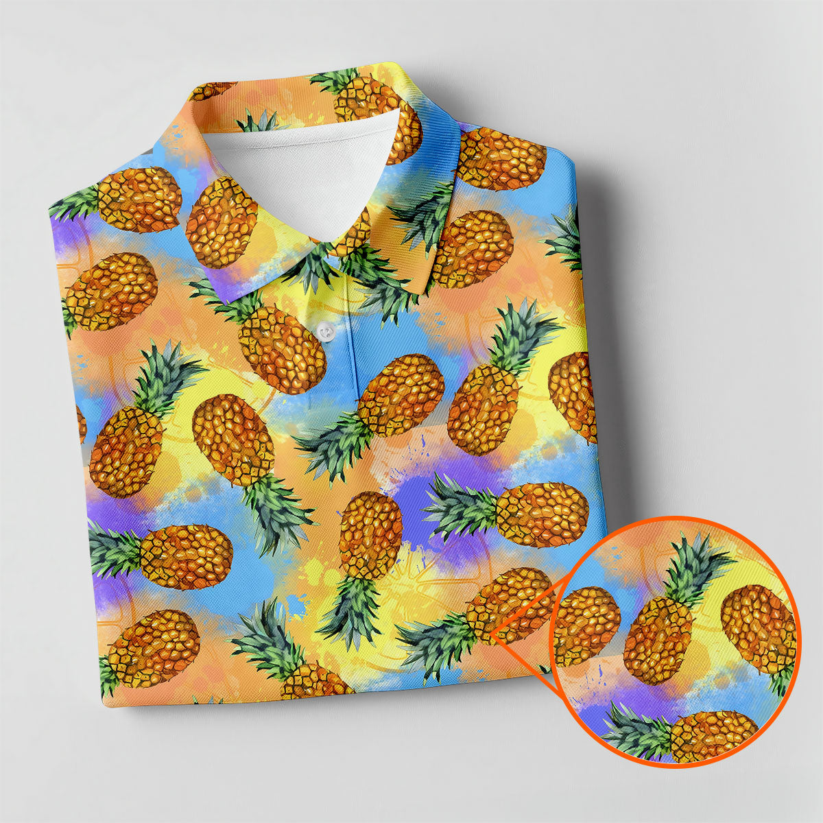 Watercolor Pineapple Tropical Pattern Design Hawaiian Golf Shirt, Golf Shirts For Men, Polo Shirts For Men