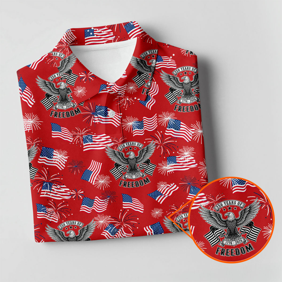 250 Years Of Freedom Festive Flag Vintage Red Golf Shirt, Patriotic 4th Of July Golf Shirt For Women