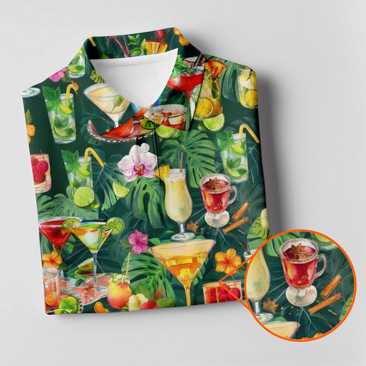 Tropical Cocktail Drinks And Floral Paradise Golf Polo, Hawaiian Golf Shirt, Golf Shirts For Men