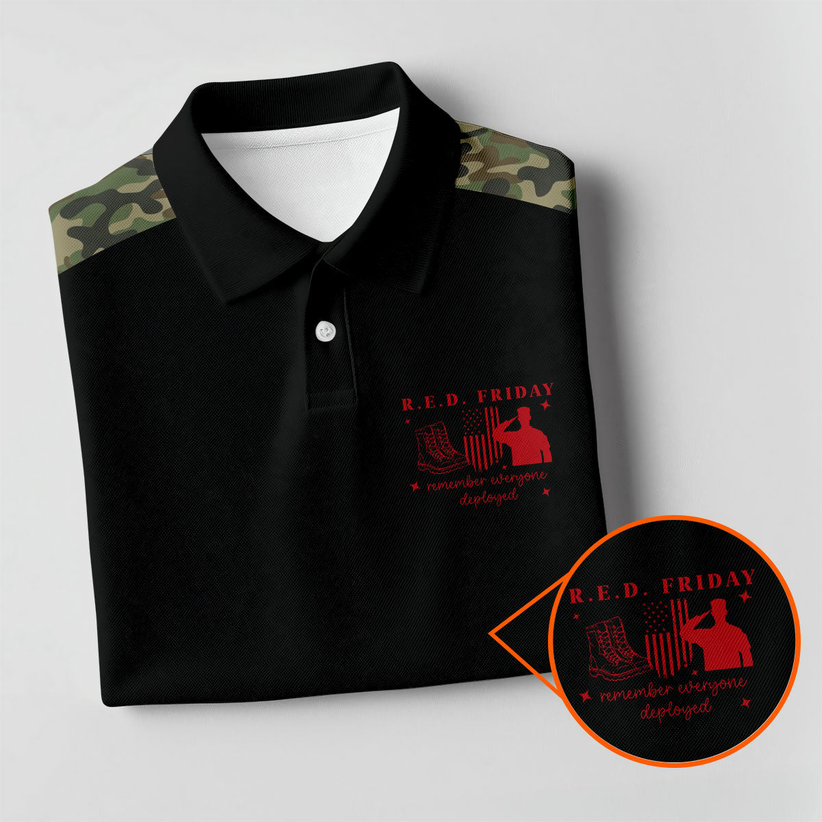 RED Friday Camo Black Patriotic 4th Of July Golf Shirt, 250th Anniversary Golf Shirts For Men