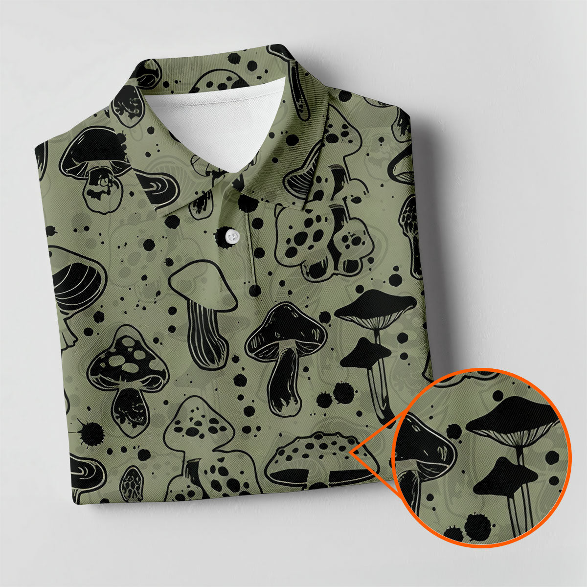 Vintage Mushroom Sketch Pattern Hawaiian Golf Shirt, Printed Golf Shirt, Women’s Golf Apparel