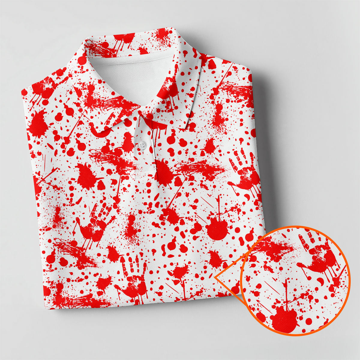 Horror Character Blood Splatter Pattern Golf Polo Shirt, Men's Golf Polo, Hawaiian Golf Shirt