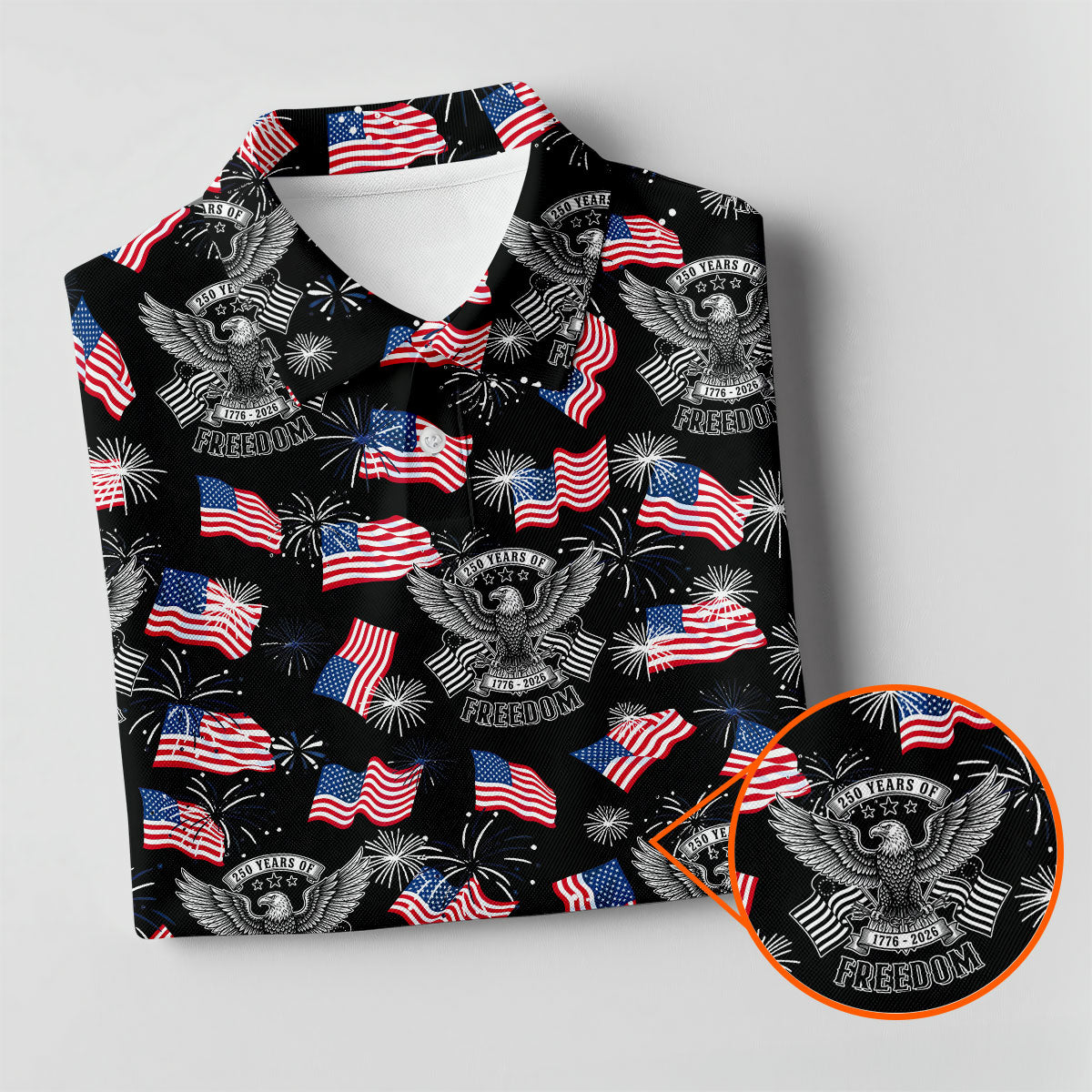 250 Years Of Freedom Festive Flag Vintage Black Golf Shirt, Patriotic 4th Of July Golf Shirts For Men