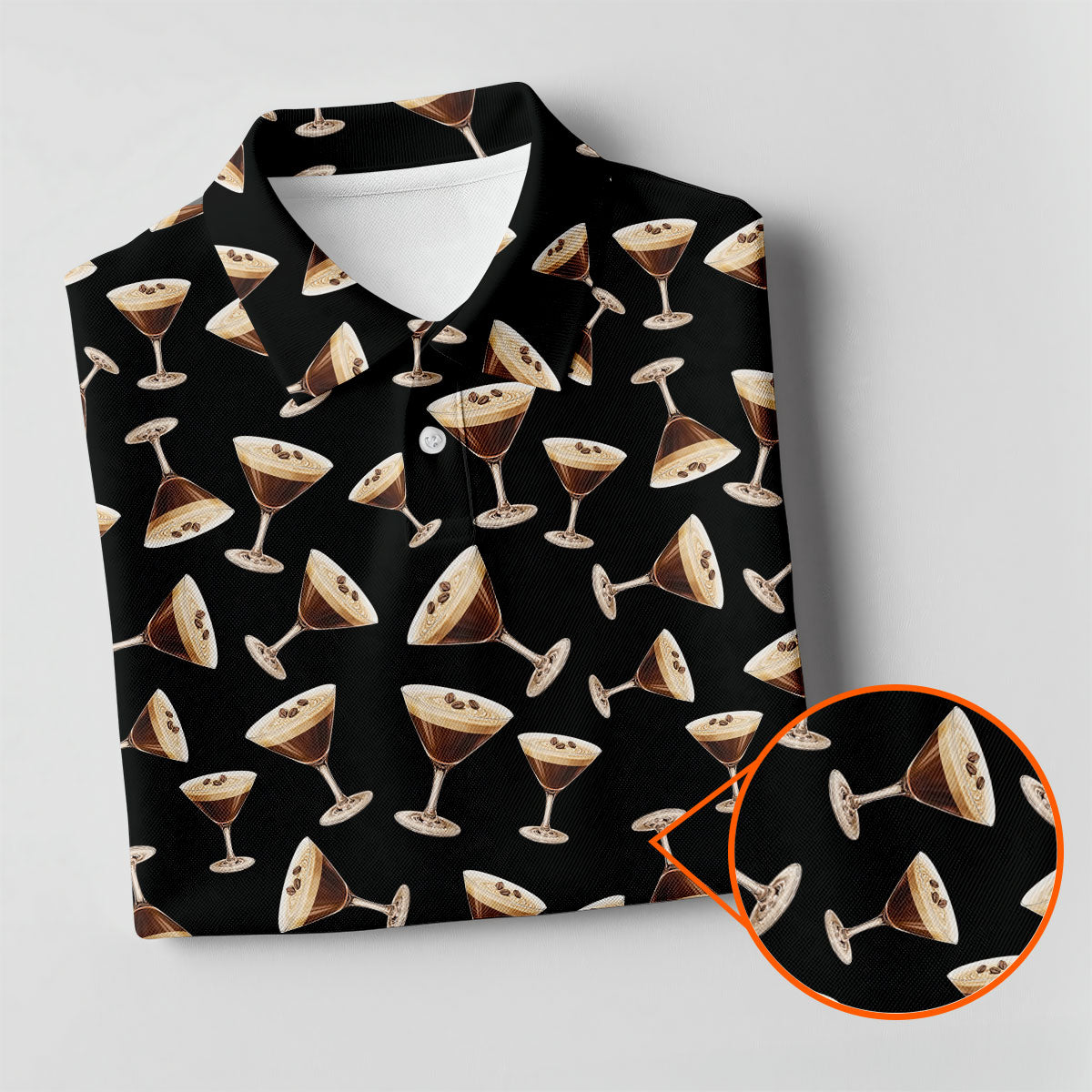 Espresso Martini Print Golf Shirt, Men's Golf Polo ShirtShirts For Men, Polo Shirt Men