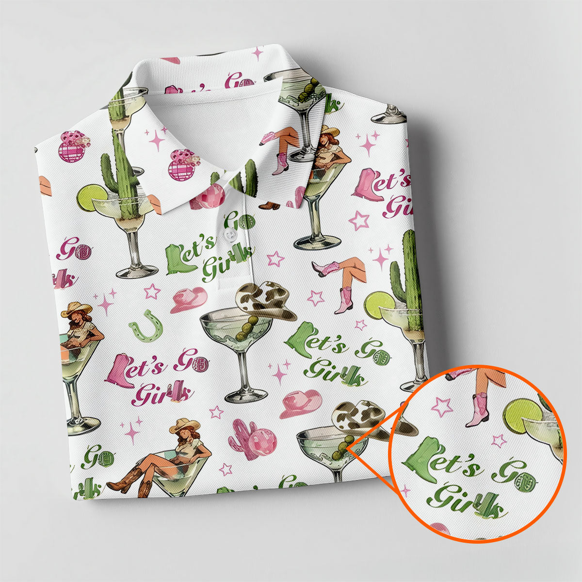 Let's Go Girls Cowgirl Margarita Hawaiian Golf Shirt, Men's Golf Shirt, Golf Polo Shirts For Men