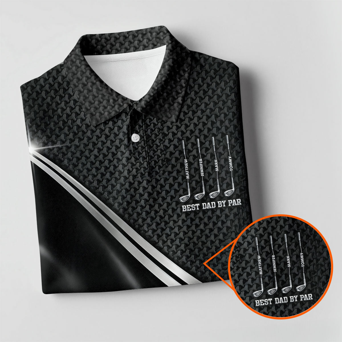 Best Dad By Par Black Houndstooth Father's Day Golf Shirt, Dad Golf Shirt, Golf Gift For Dad