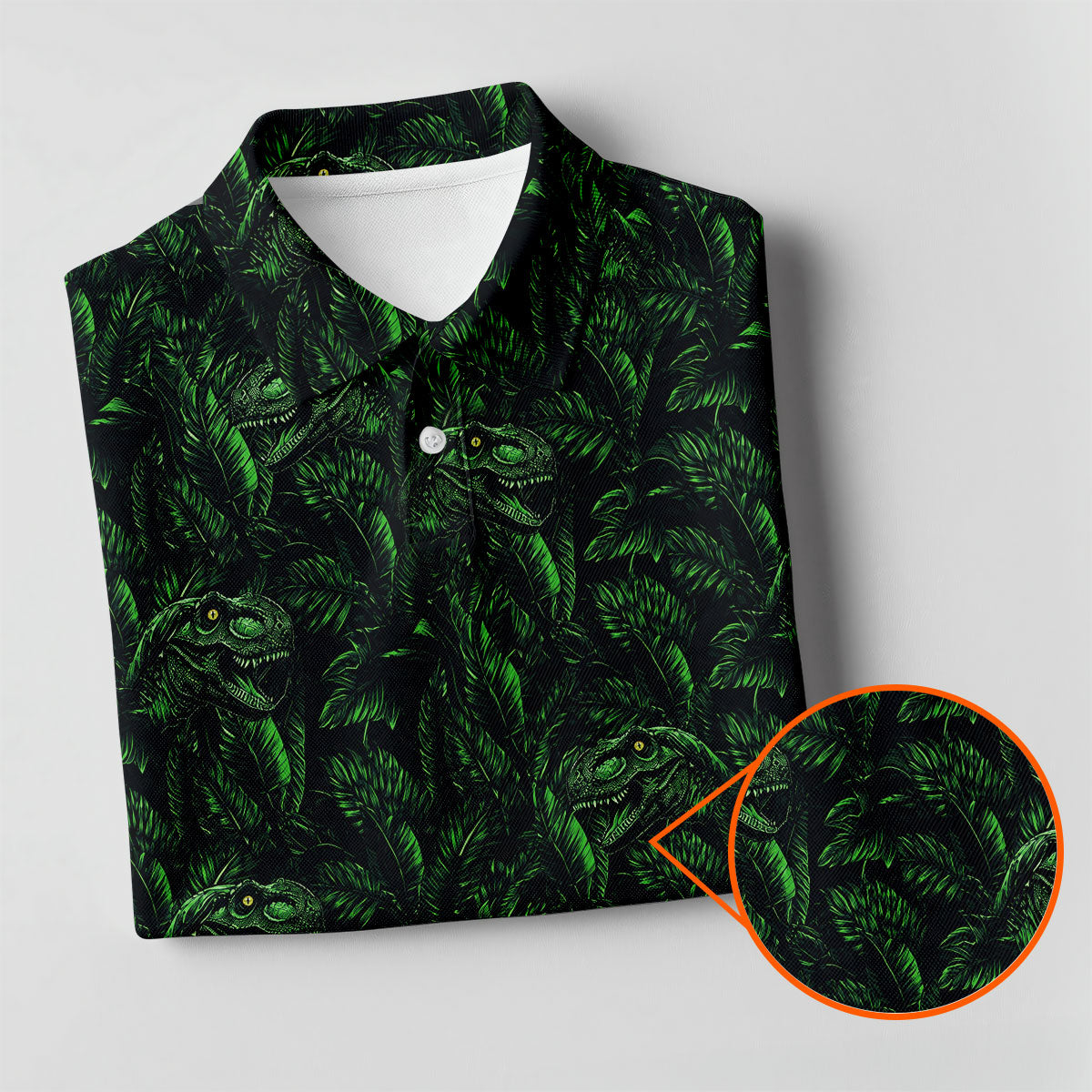 Dinosaurs In The Forest Deep Forest Green Hawaiian Golf Shirt, Polo Shirtor Men