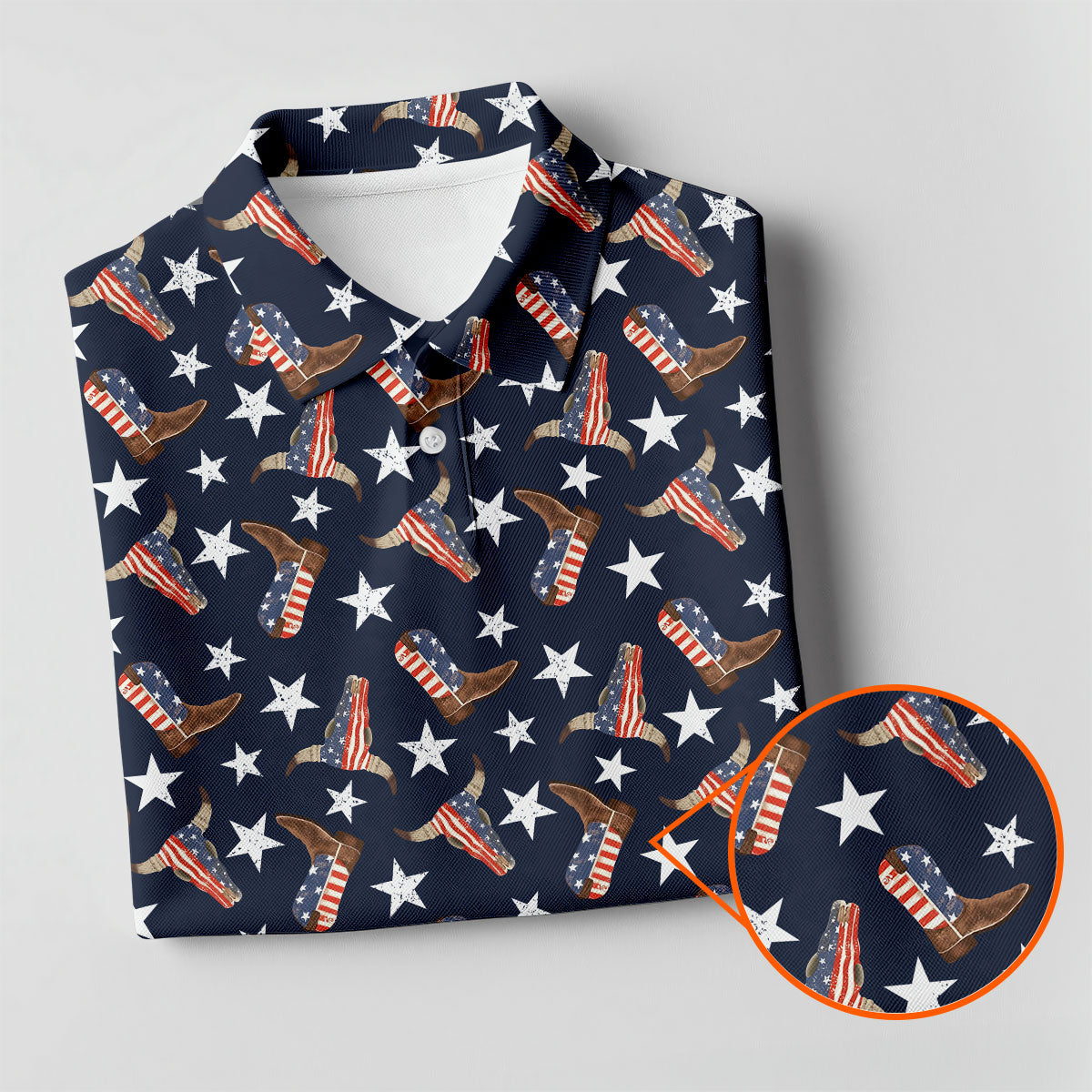 Patriotic Cowboy Boots Stars Pattern 4th Of July Golf Shirt, 250th Anniversary Golf Shirt For Women