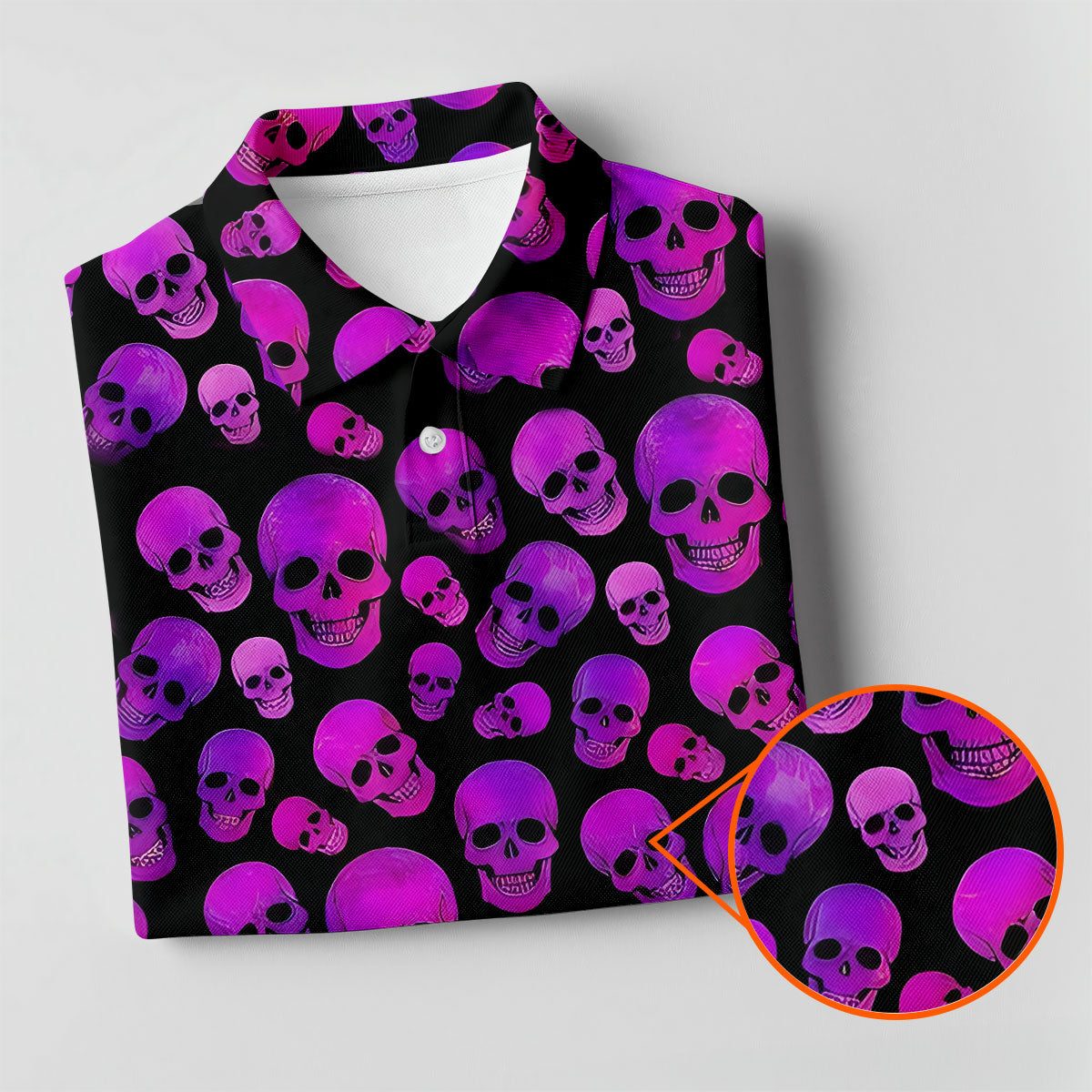 Purple Skull Gothic Pattern Hawaiian Golf Shirt, Mens Golf Polo, Printed Golf Shirts