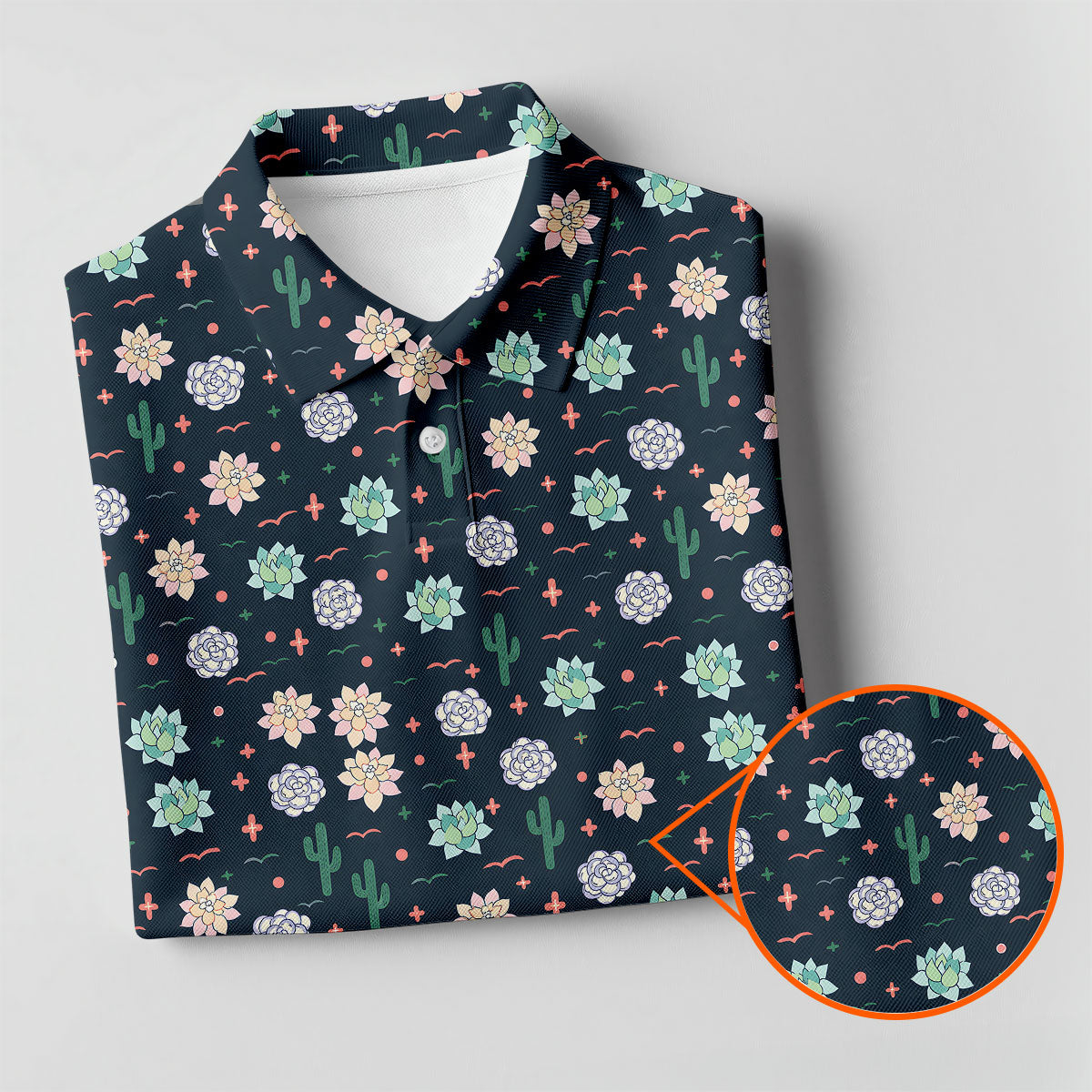 Boho Succulent And Cactus Hawaiian Golf Shirt, Mens Golf Polo, Printed Golf Shirts