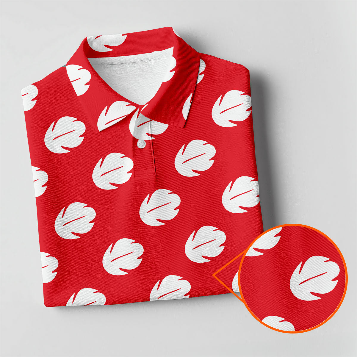Red Tropical Leaf Hawaiian Golf Shirt, Women’s Golf Polo, Golf Shirts For Women