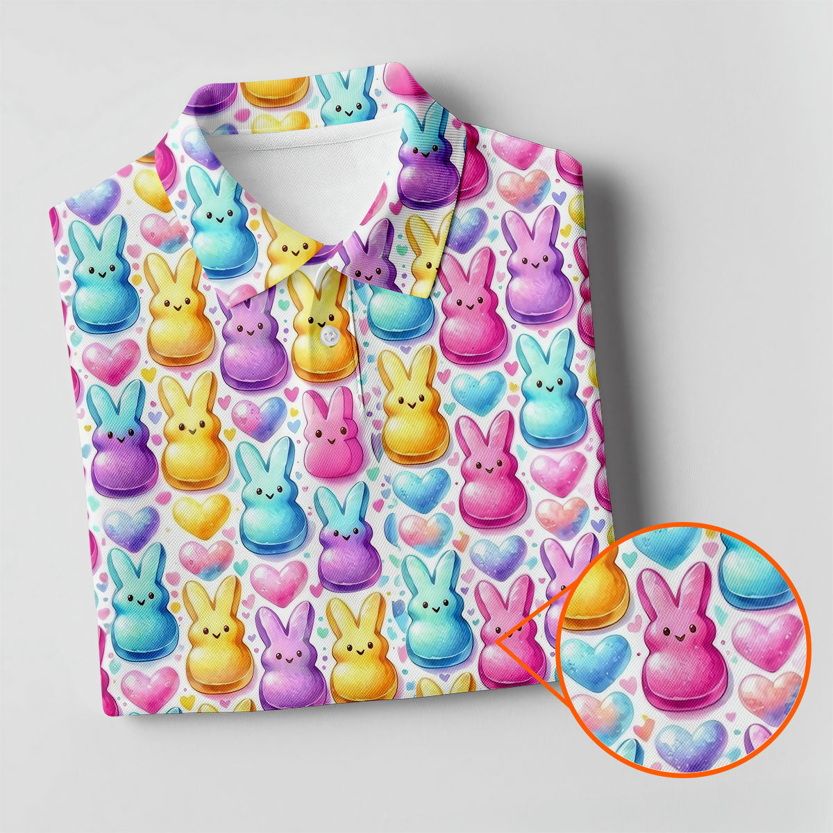 Easter Bunny Jelly Effect Seamless Pattern Golf Shirts For Men, Men's Funny Golf Shirts, Polo ShirtFor Men