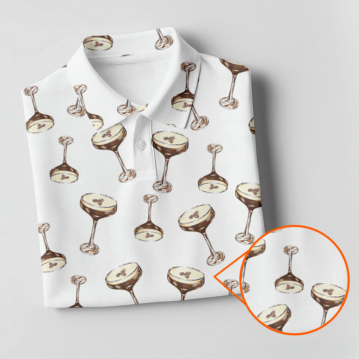 Expresso Martini Doodle Seamless Pattern Hawaiian Golf Shirt, Polo Shirt Men