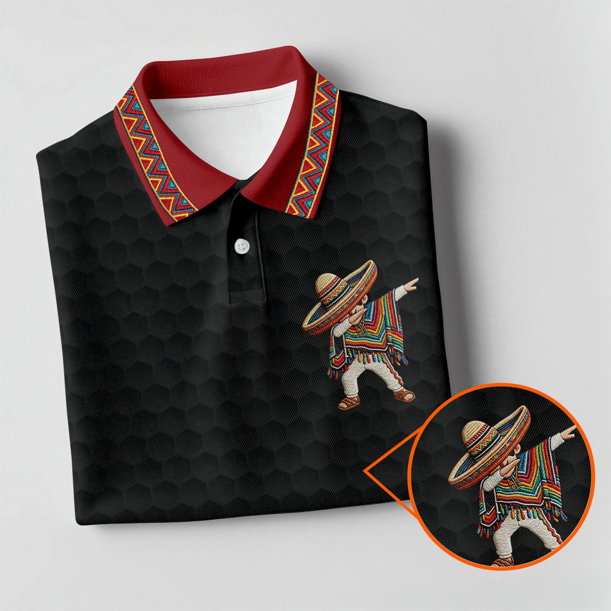 Cinco De Mayo Celebration Golf Ball Pattern Black Golf Shirt, Golf Shirt For Women