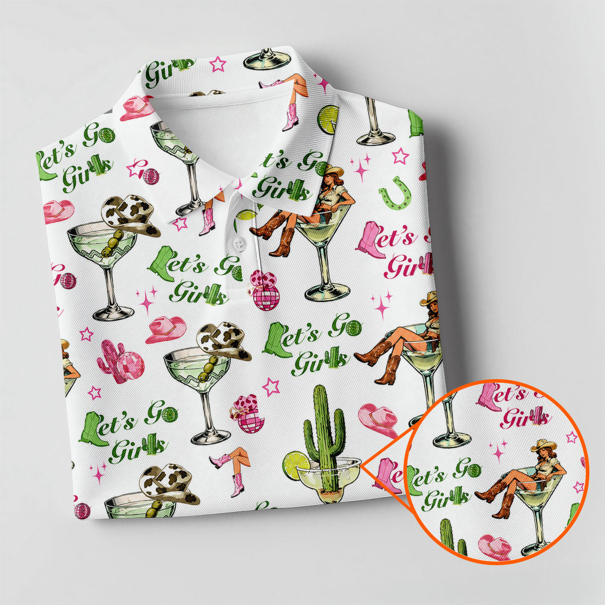 Let's Go Girls Cowgirl Margarita Golf Polo Shirt, Men's Golf Polo, Hawaiian Golf Shirt