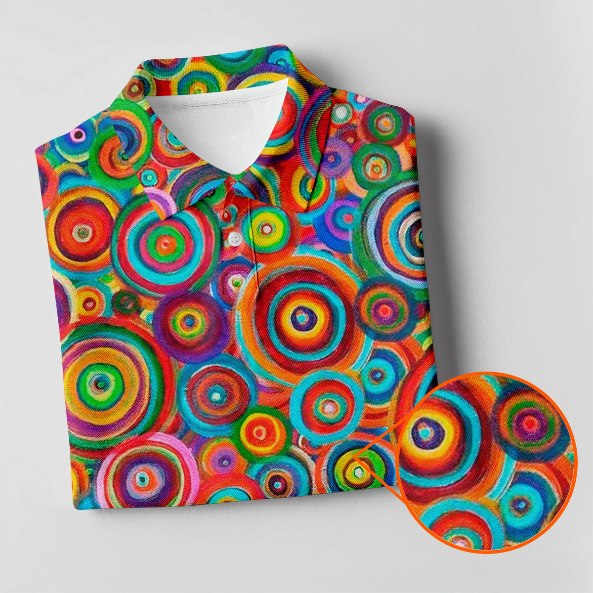 Colorful Abstract Circle Pattern Polo Shirt, Printed Golf Shirts, Hawaiian Golf Shirt, Mens Polo Shirts