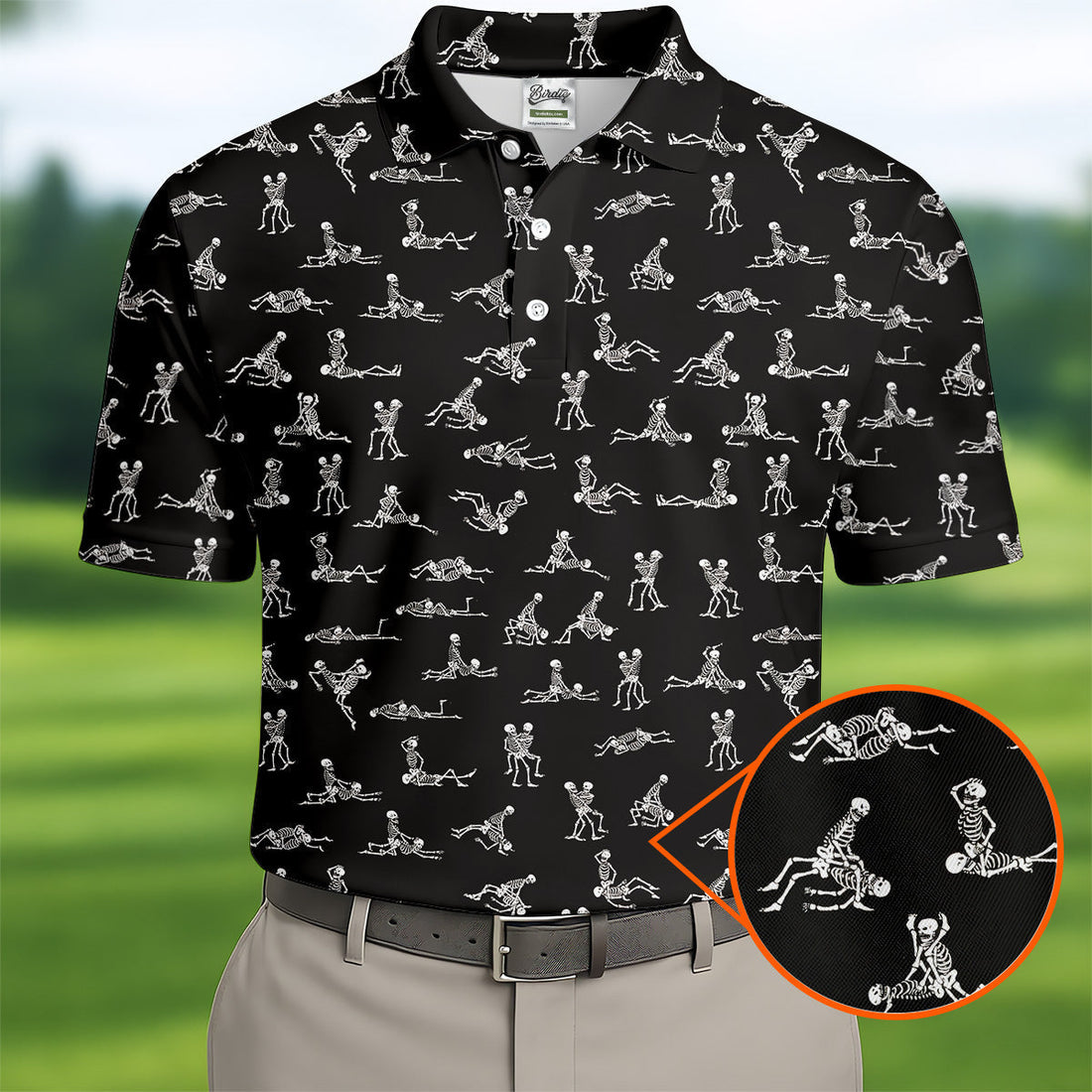 Funny Skeleton Couple Golf Shirt, Halloween Gift Idea, Fun Golf Shirts For Men, Unique Gift For Golfer