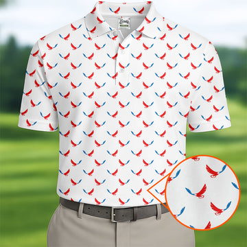 Red White Blue Eagle White Golf Shirt, 4th Of July Golf Shirt, 250th Anniversary Patriotic Golf Shirts For Men