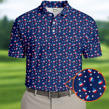 Red White Blue Dirty Finger 4th Of July Golf Shirt, Patriotic Golf Shirt, 250th Anniversary Men's Funny Golf Shirts