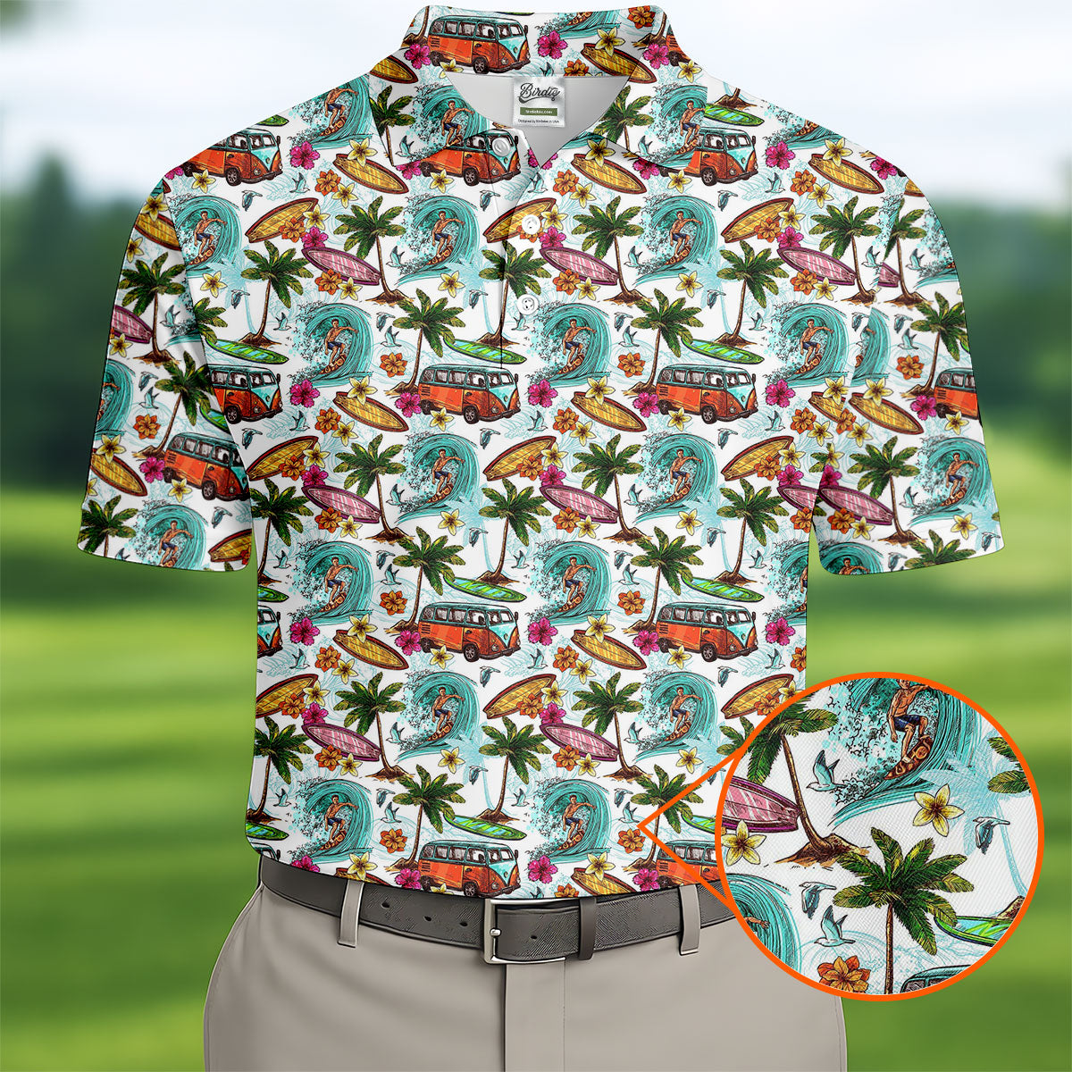 Tropical Trip Big Wave Riders Hawaiian Golf Shirt, Polo Shirtor Men, Golfing Apparel
