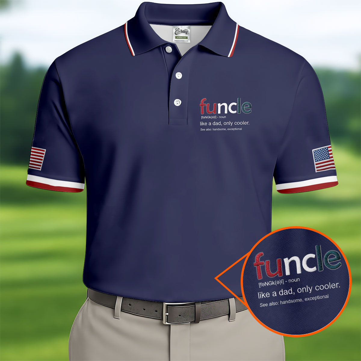 Funcle Like A Dad Only Cooler Father's Day Golf Shirt, Men's Funny Golf Shirts, Golf Gift For Dad