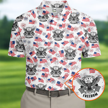 250 Years Of Freedom Festive Flag Vintage White Golf Shirt, Patriotic 4th Of July Golf Shirts For Men