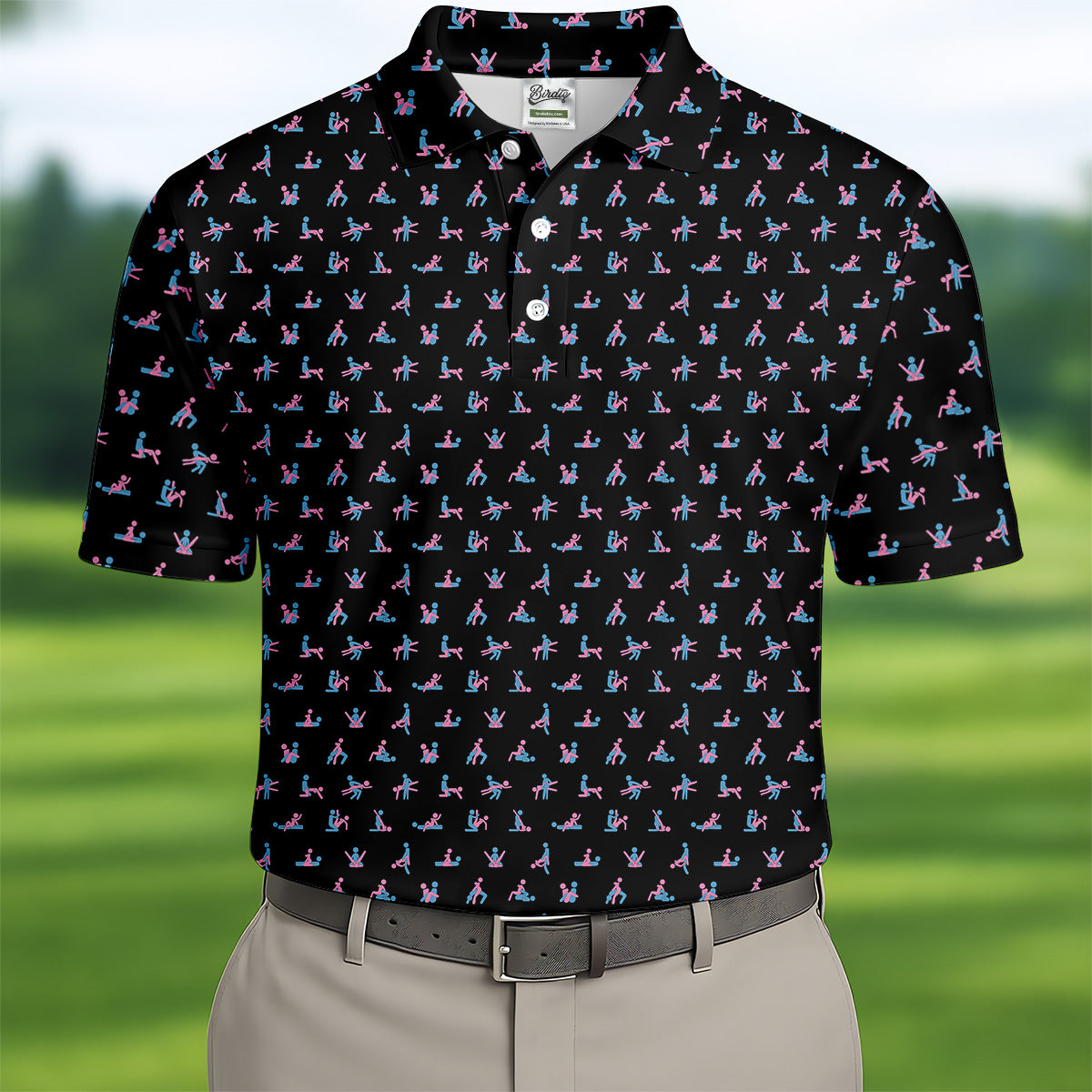 Funny Stick Figure Men's Golf Polo ShirtFunny Position Golf Polo, Fun Men Golf Shirts, Golf Gift For Him
