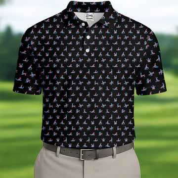 Funny Stick Figure Men's Golf Polo ShirtFunny Position Golf Polo, Fun Men Golf Shirts, Golf Gift For Him