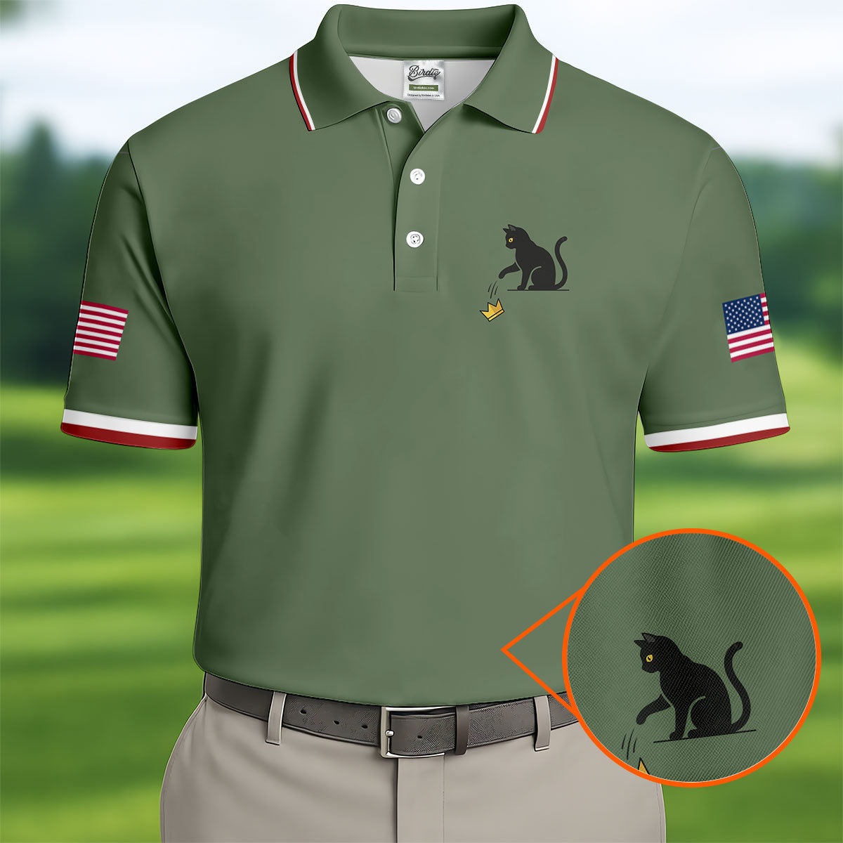 No King Naughty Cat 250 Years Patriotic Golf Shirt, Golf Shirts For Men, 4th Of July Golf Shirt