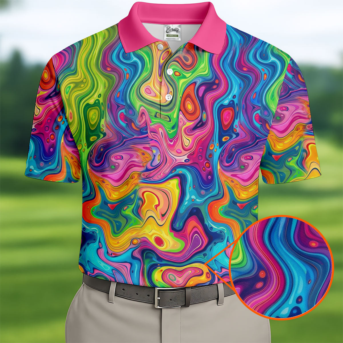Liquid Marble Colorful Print Golf Tops For Men, Polo Shirt Men, Golf Shirts For Men