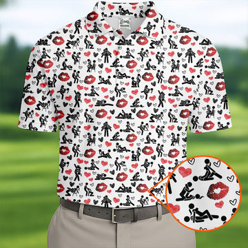 Adult Humor Position Fun Men's Golf Polos, Men's Golf Polo, Golf Gift For Men, Golfing Apparel