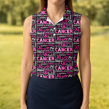 Pink Ribbon Breast Cancer Awareness Shirt, Golf Polo Shirtadies Golf Shirts, Golfing Apparel