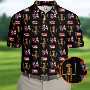 Bad Bunny Benito Bowl Football Theme Black Men Polo, American Football League Gift Ideas For Football Fans