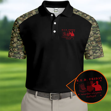 RED Friday Camo Black Patriotic 4th Of July Golf Shirt, 250th Anniversary Golf Shirts For Men