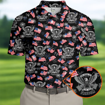 250 Years Of Freedom Festive Flag Vintage Black Golf Shirt, Patriotic 4th Of July Golf Shirts For Men