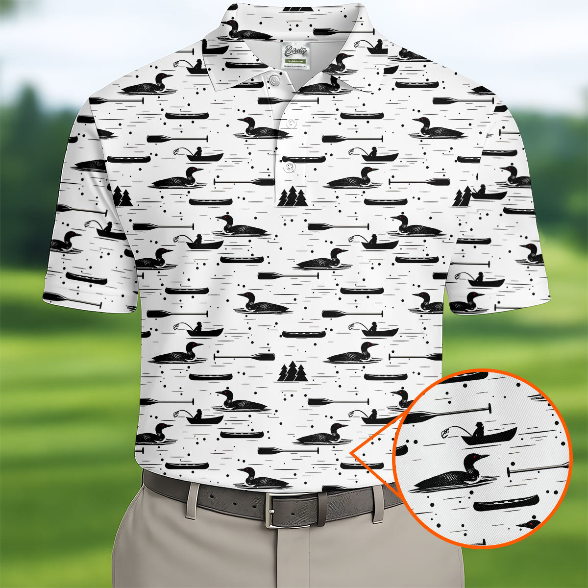 Loon Lake Aquatic Birds Hawaiian Golf Shirt, Men's Golf Shirt, Polo Shirts For Men