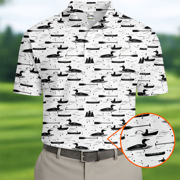 Loon Lake Aquatic Birds Hawaiian Golf Shirt, Men's Golf Shirt, Polo Shirts For Men