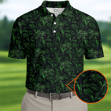 Dinosaurs In The Forest Deep Forest Green Hawaiian Golf Shirt, Polo Shirtor Men