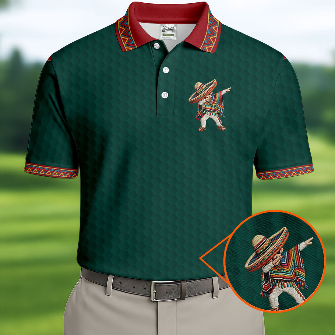 Cinco De Mayo Celebration Golf Ball Pattern Green Golf Shirt, Polo Shirtor Men