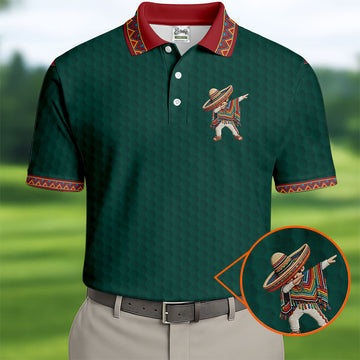 Cinco De Mayo Celebration Golf Ball Pattern Green Golf Shirt, Polo Shirtor Men