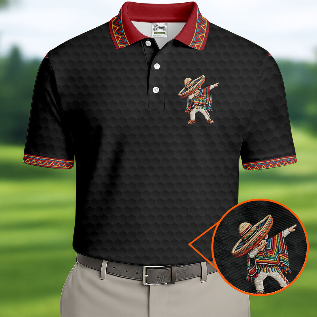 Cinco De Mayo Celebration Golf Ball Pattern Black Golf Shirt, Polo Shirt Men