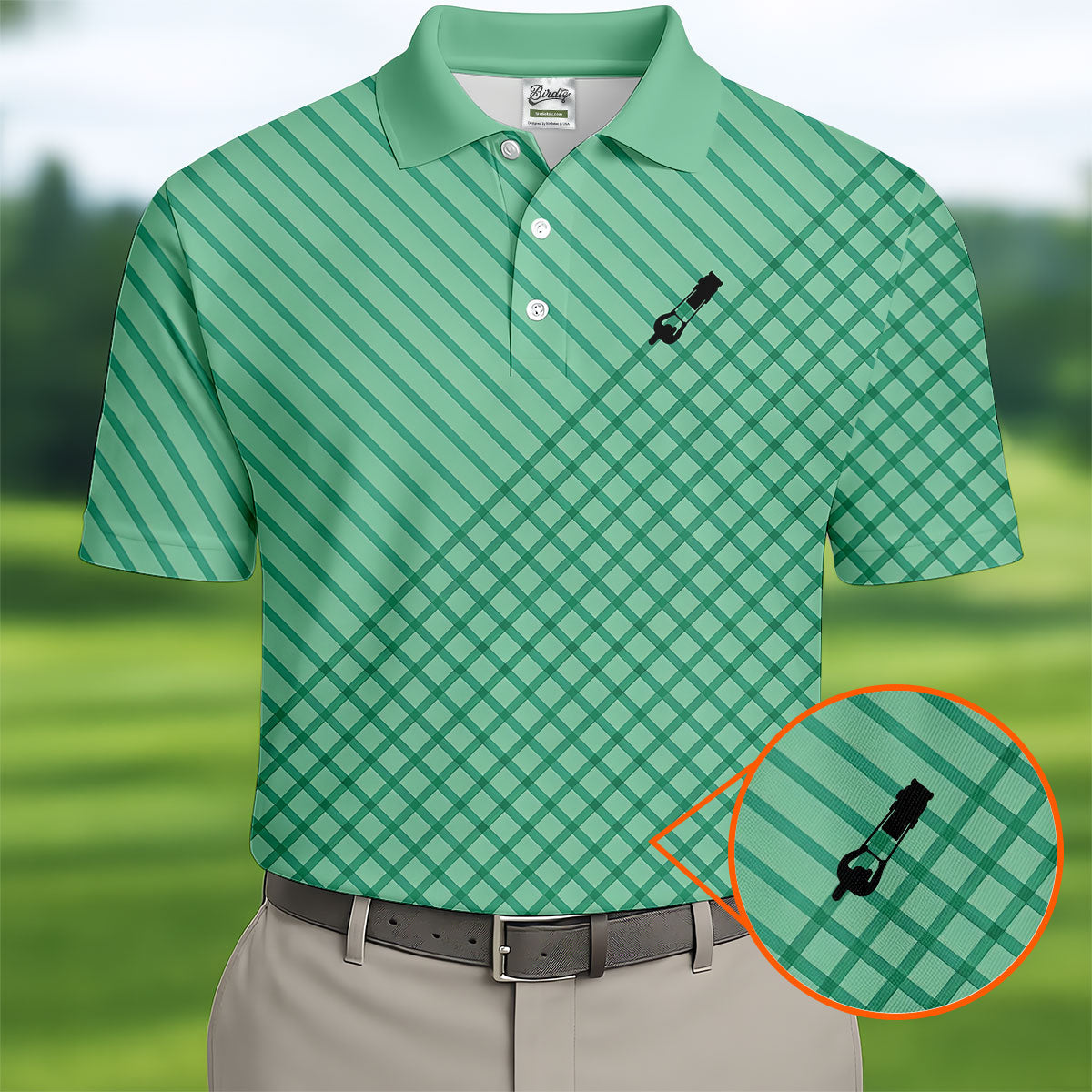 Turf Dad Lawn Mower Logo Cross Pattern Father's Day Golf Shirt, Dad Golf Shirt, Golf Gift For Dad