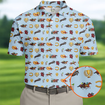 Run For The Roses Horse Ride Racing Golf Tops For Men, Golf Shirts For Men, Polo Shirtor Men