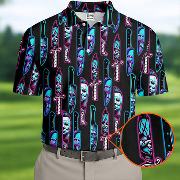 Funny Horror Character Men's Polo ShirtHorror Movie Shirt, Halloween Golf Shirt, Scary Halloween Shirts, Men Golf Gifts