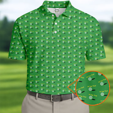 Funny Id Tap That Golf Ball Pattern Golf Shirt, Mens Golf Shirts, Golf Polo Shirts For Men