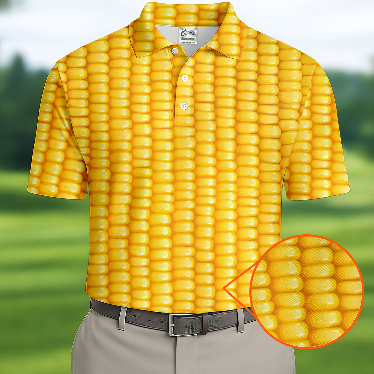 Realistic Sweet Corn Cob Print Design Golf Shirt, Women's Golf Shirt, Hawaiian Golf Shirt, Golf Polo For Women